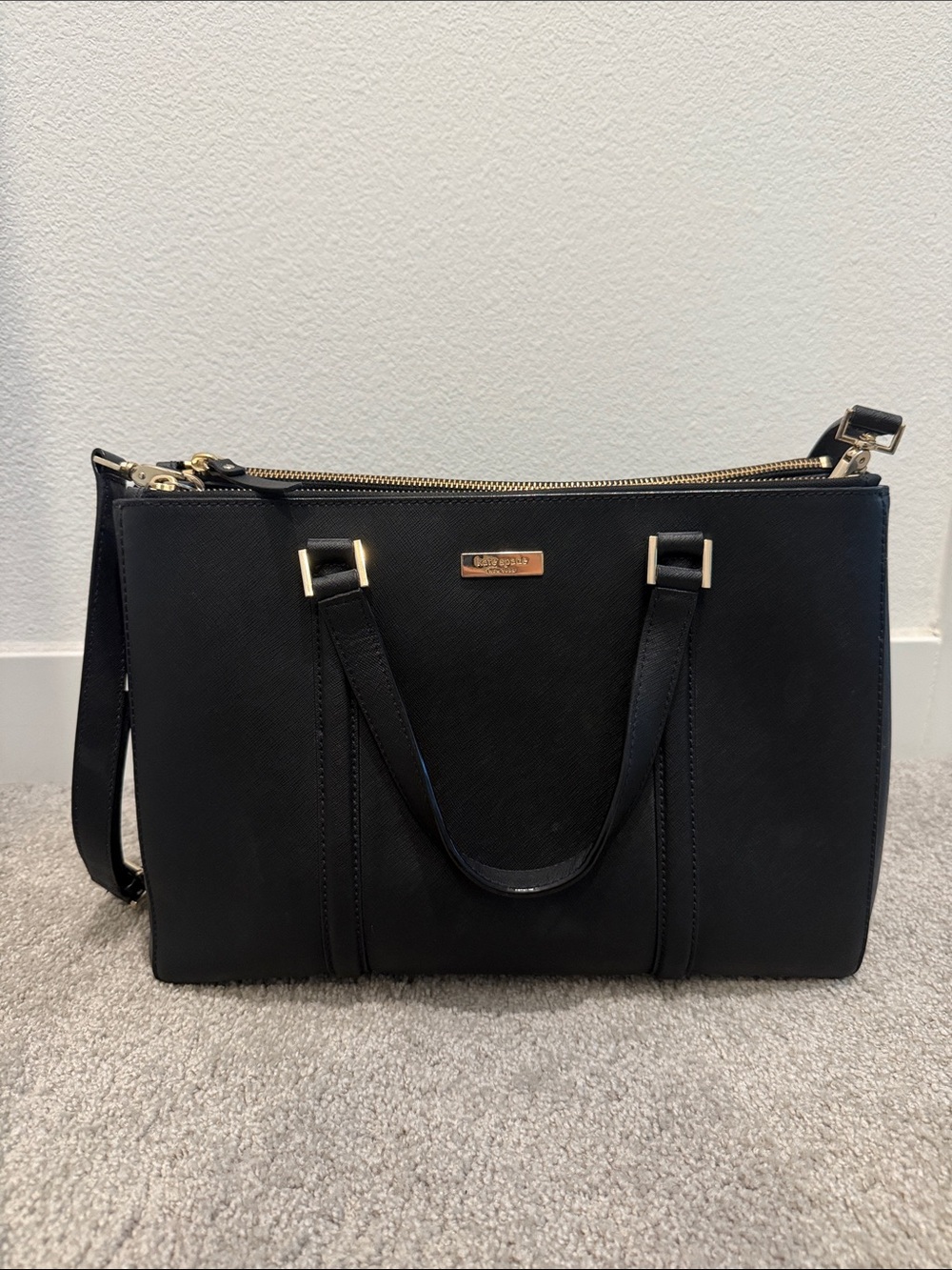 kate spade Large Black Crossbody Bag with Gold Hardware